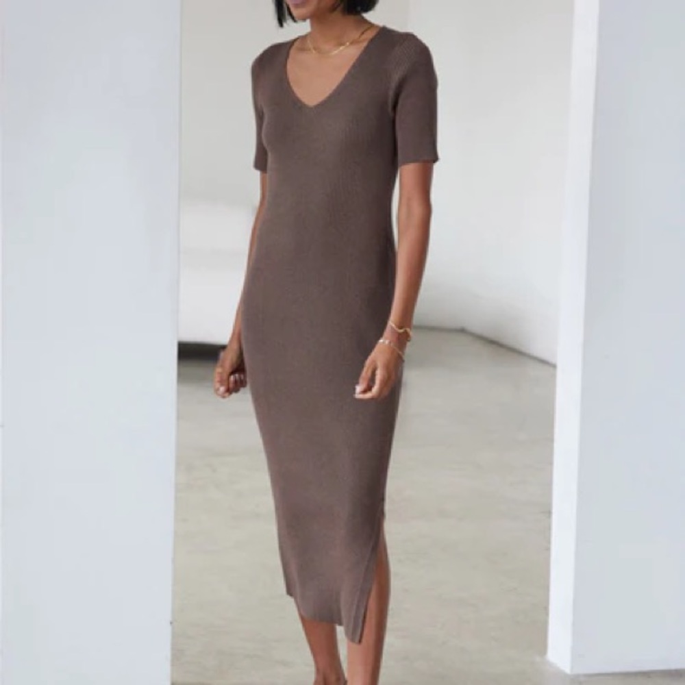 NWT AYR The Head Turner Brown Knit Dress in Size Small